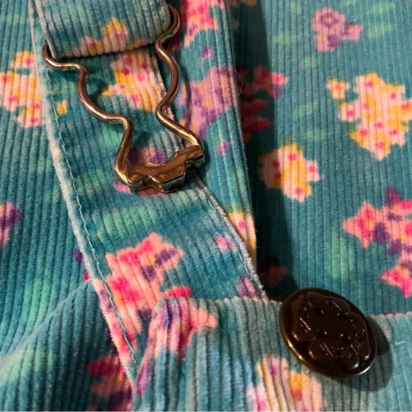 Vintage Oshkosh B’Gosh Corduroy Overall Jumper Dress 6 Blue Pink Floral USA Made - Picture 14 of 14